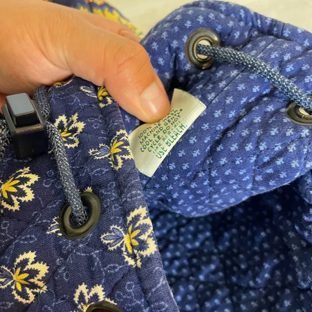Vintage Vera Bradley Maison Navy Blue Floral Mini Backpack Quilted Cotton - Picture 6 of 7